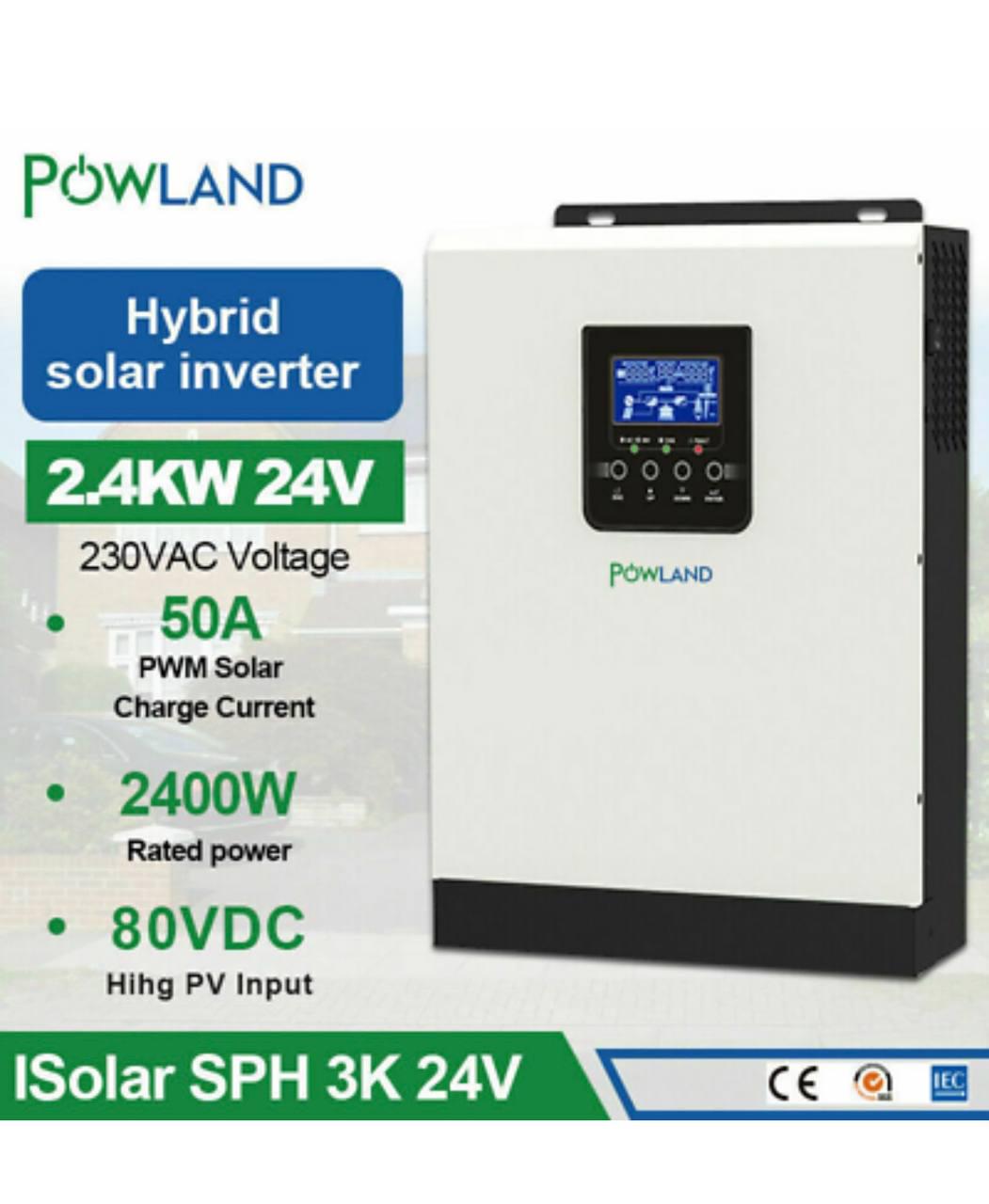 Інвертор гібридний сонячний Powland Isolar SPH 3KW 2400 Вт 24 V із зарядним пристроєм змінного току (319963) - фото 9