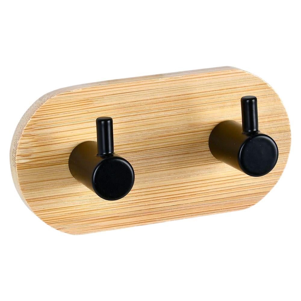 Вешалка настенная деревянная с металлом R100832-2 10 см на 2 крючка Коричневый с черным