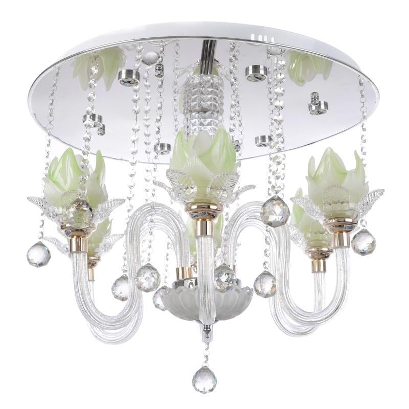 Люстра хрустальная с подсветкой Brille BCL-497S/6 E14/LED GR флористика