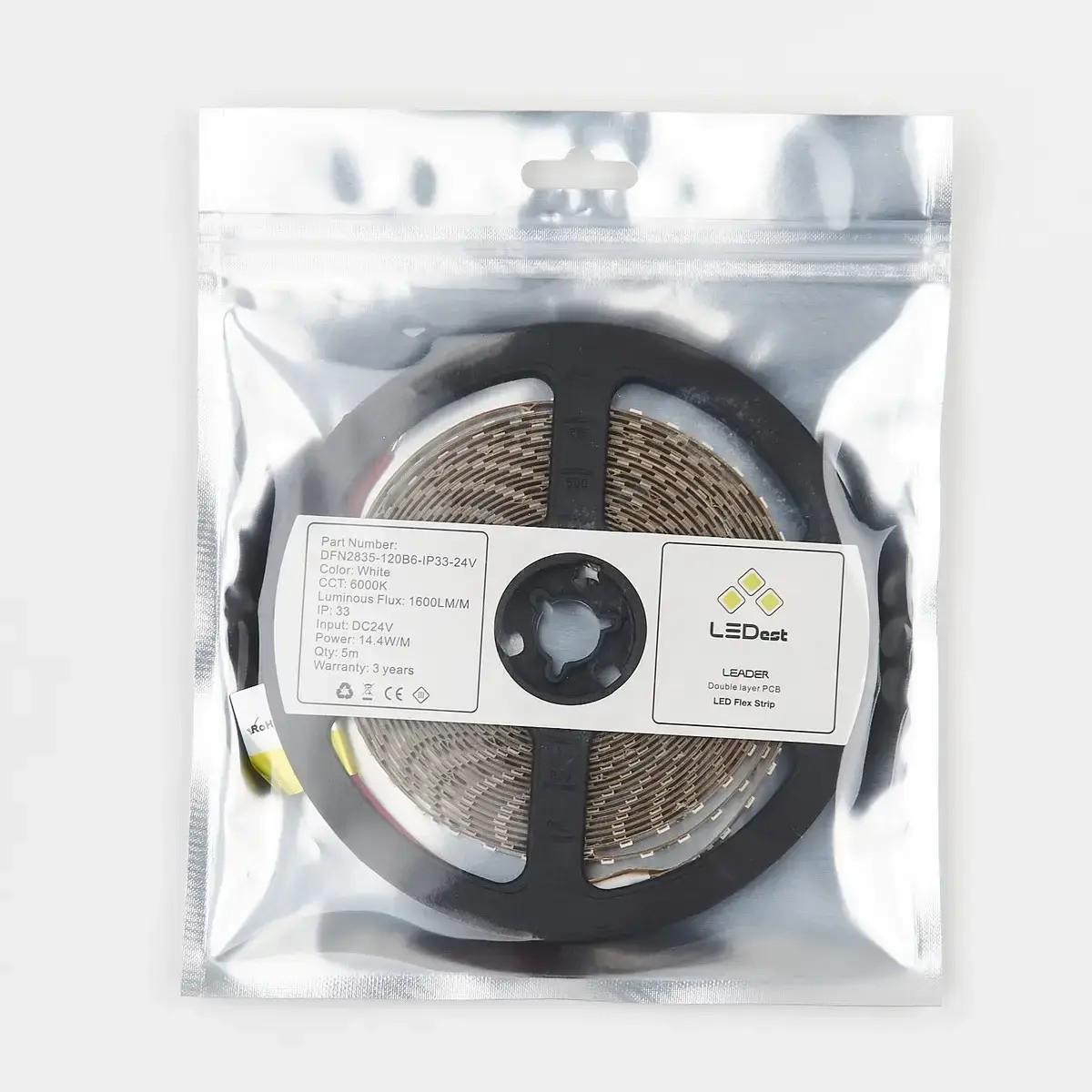 Светодиодная лента LEDest-Leader 14,4 Вт 6000K 120 шт./м IP33 24В 1600 Лм SMD2835 (239449) - фото 5