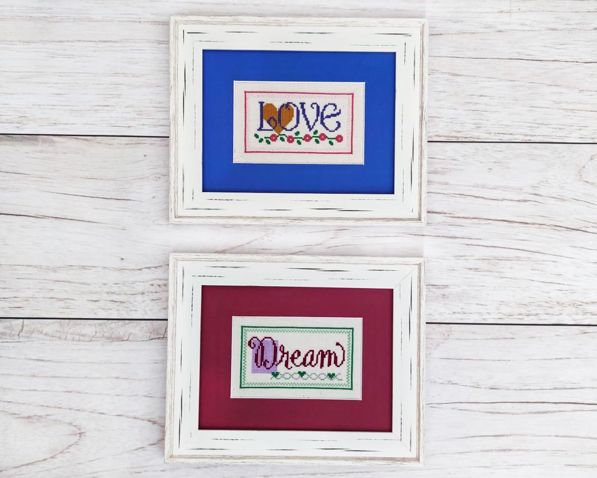 Картины вышитые крестиком Любовь и мечта 2 шт.