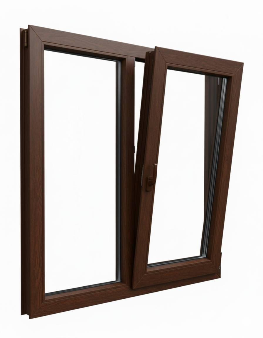 Вікно пластикове двокамерне Steko поворотно-відкидне 1350х1450 мм з фурнітурою AXOR Темний дуб (4521521)