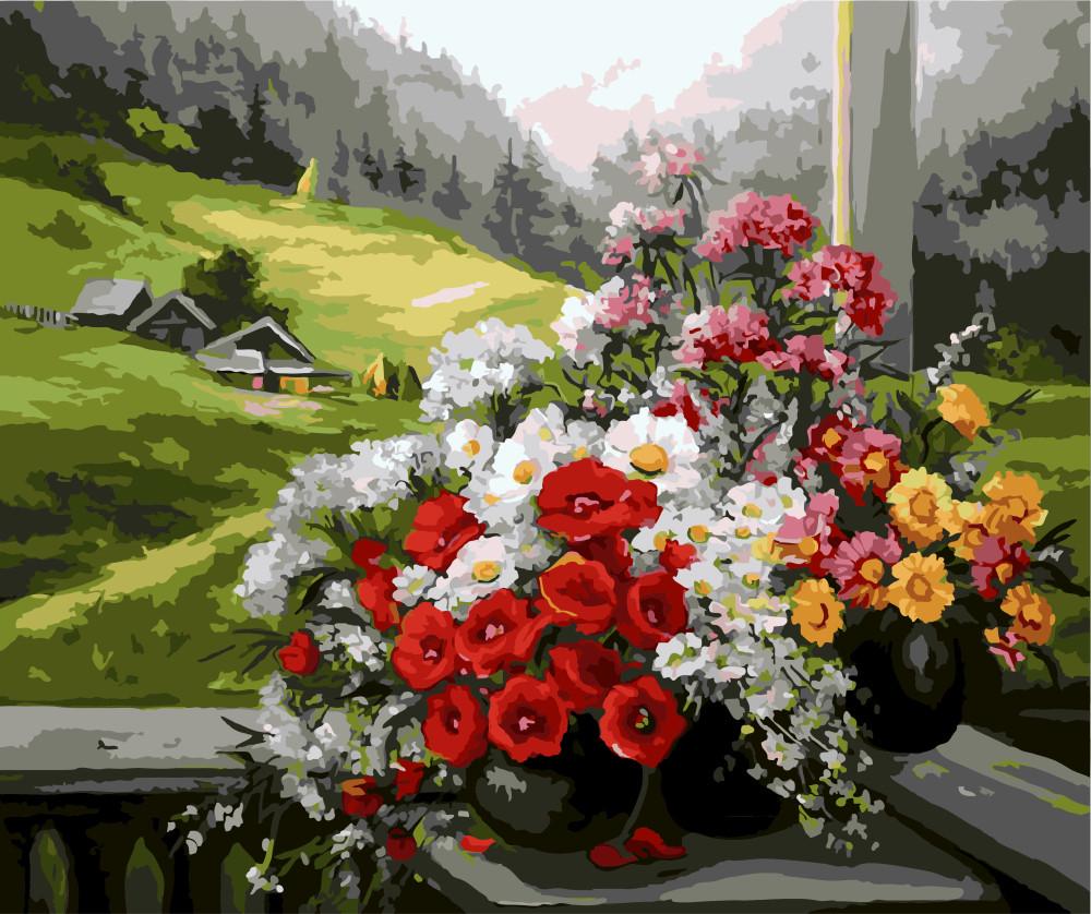 Картина по номерам BrushMe Цветы на окне BS9500 холст на подрамнике 40х50 см (1399721452)