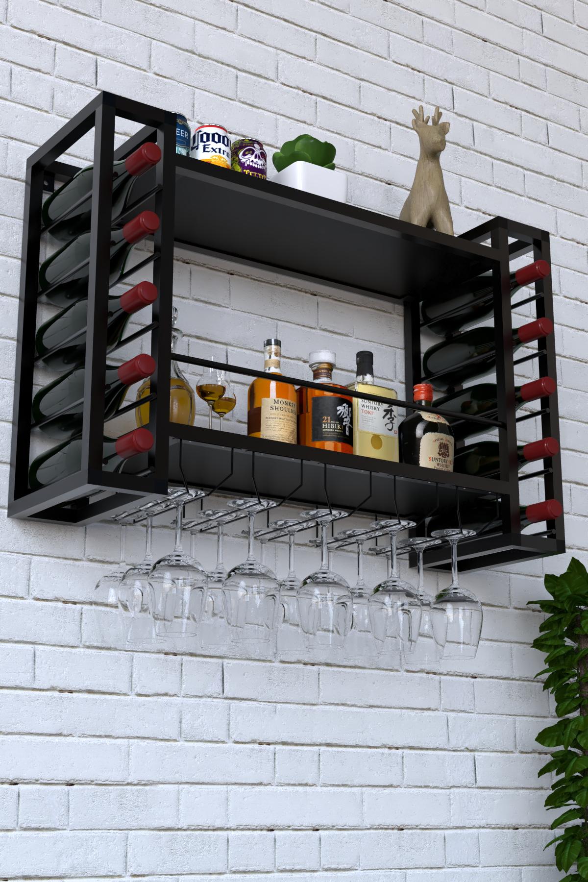 Полиця настінна винна EcoLoft Альтрас DSP-1269 в стилі лофт Чорний (29820436)