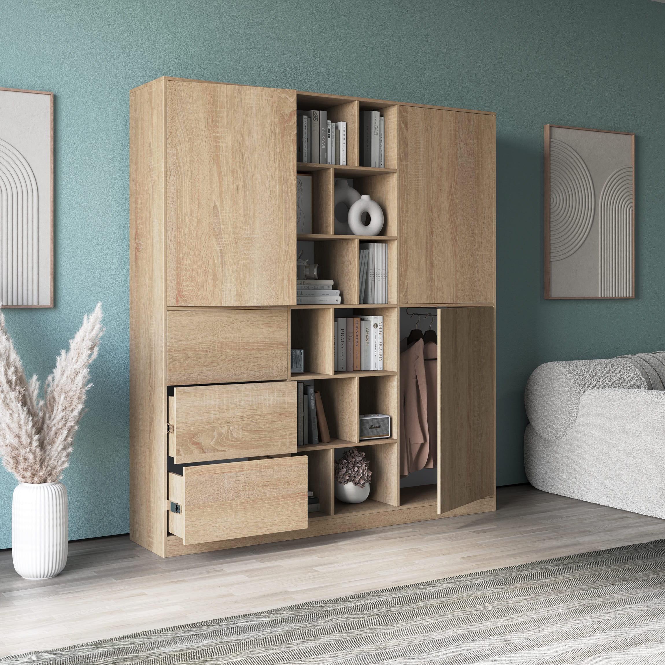 Шафа розстібна з поличками та ящиками Дуб Сонома (380452)