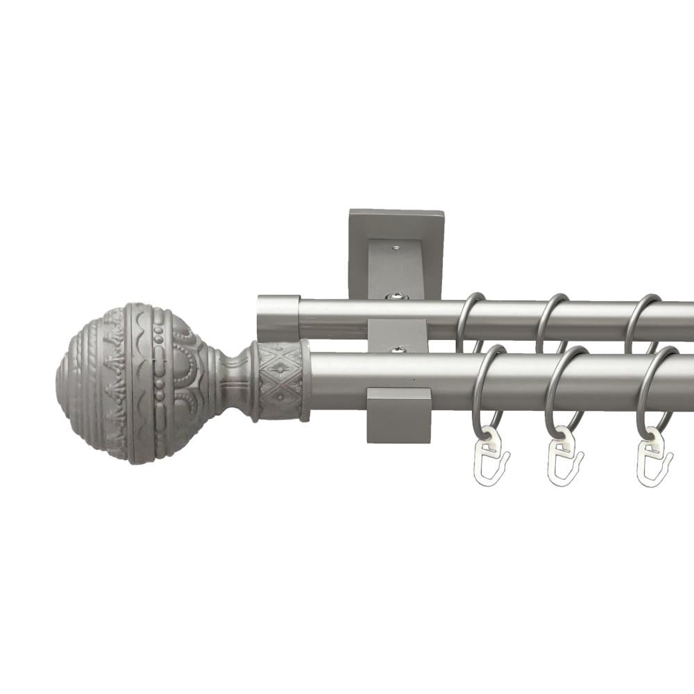 Карниз металевий Orvit Арабеска дворядний техно/гладка труба/кільце металеве Сатин 25/19 мм 240 см (00-00026335)