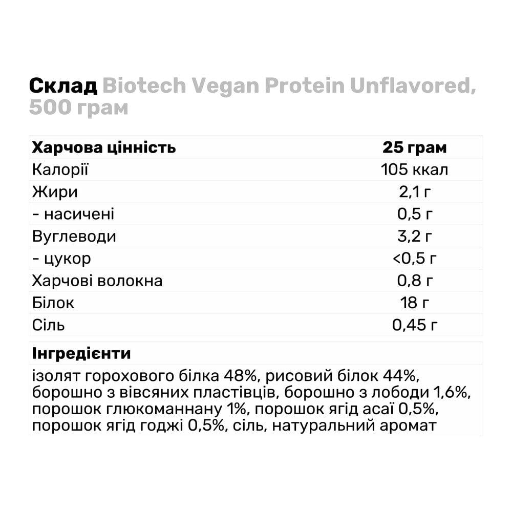 Протеїн Biotech Vegan Unflavored 500 г (9494) - фото 3