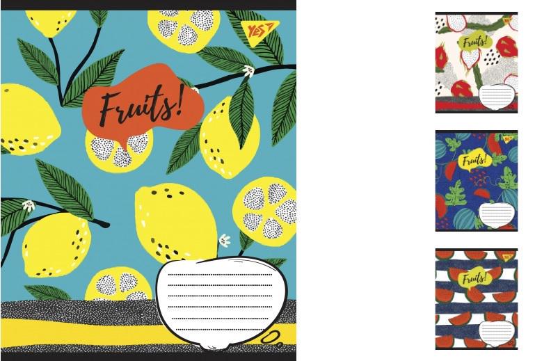 Зошити учнівські у лінійку YES Fruits 18 арк. 25 шт. в уп. (MTT-148307)