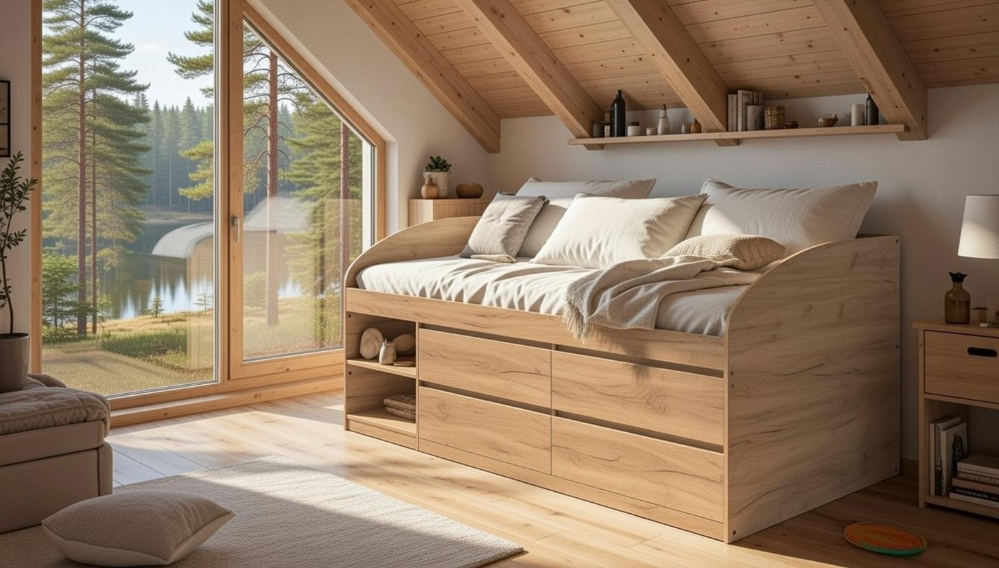 Кровать 4 ящика Мастер Форм Брайт односпальная левосторонняя 835x2032x840 мм спальное место 800х2000 мм (30943)