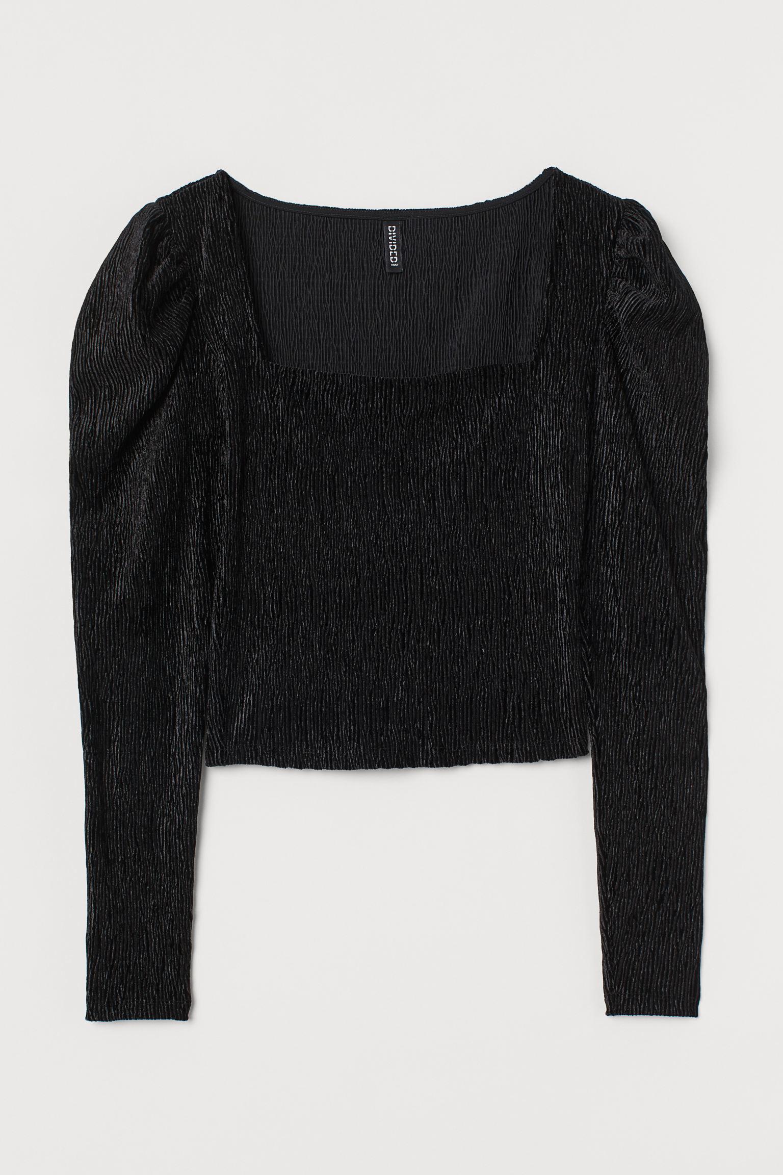 Топ велюровый с длинным рукавом S Черный (9079532bar)