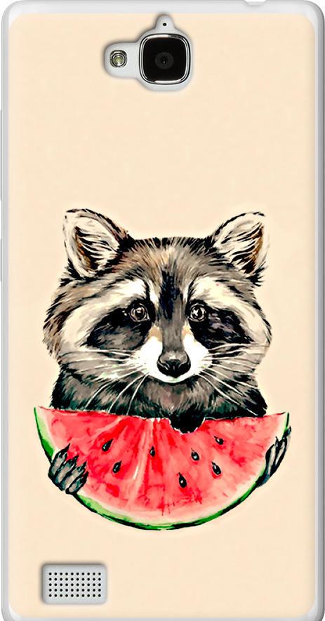 Чехол на Huawei Honor 3C Енотик с арбузом (4605u-307-42517)