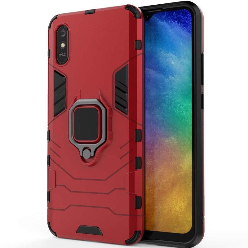 Ударопрочный чехол Transformer Ring for Magnet для Xiaomi Redmi 9A Красный/Dante Red - фото 1