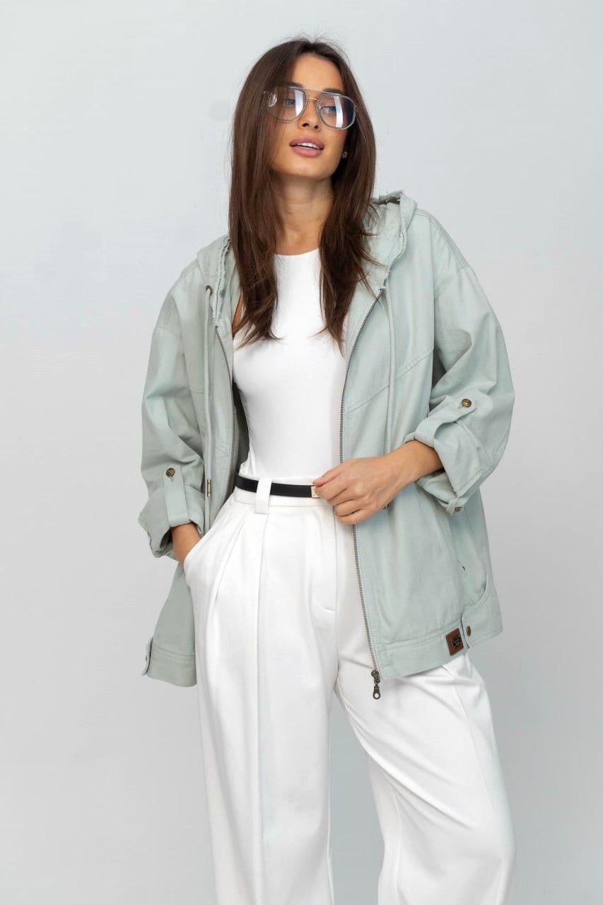 Куртка-ветровка женская котоновая 5XL Оливковый пастельный (33357598)