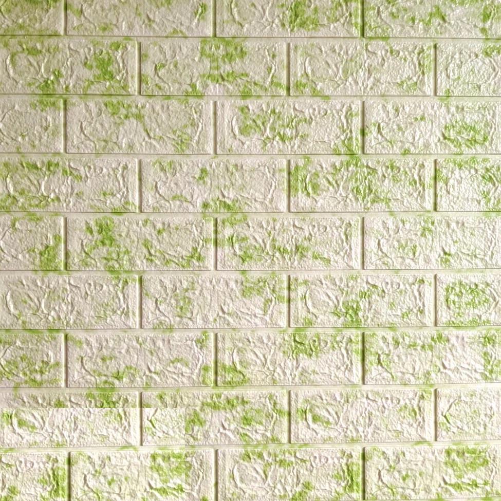 Панель самоклеящаяся 3D Sticker Wall 700х770х5 мм под кирпич мрамор Зеленый