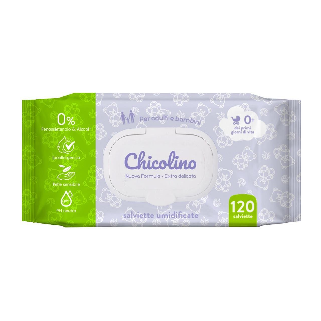 Вологі серветки для дітей з перших днів життя Chicolino з клапаном 120 шт. (2321564342)