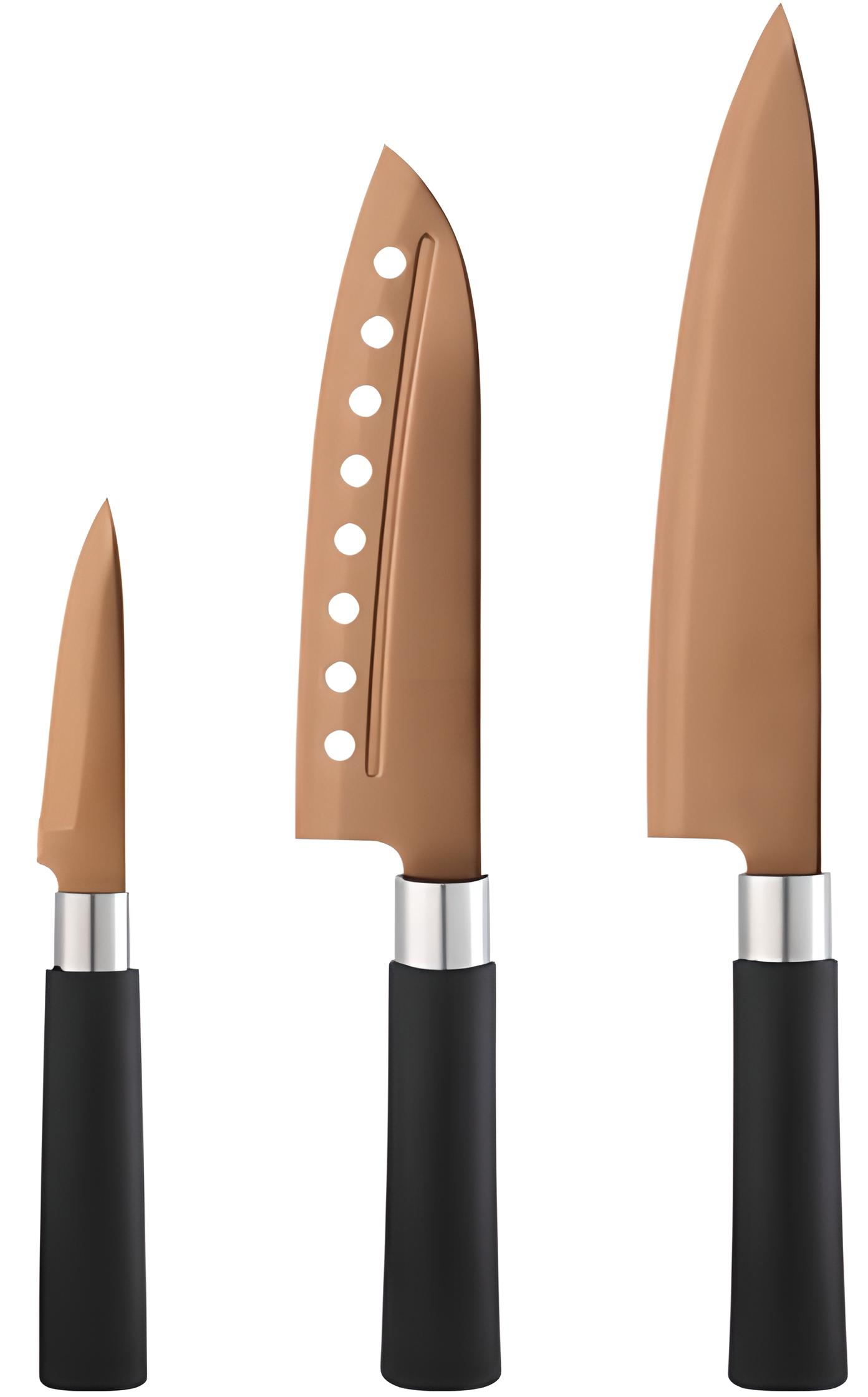 Набір кухонних ножів Bergner Samurai Сopper 3 шт. з нержавіючої сталі (BG-39271-CP)