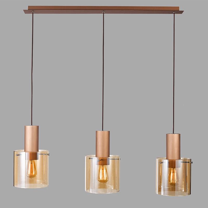 Люстра подвесная Light House NM-15992/3A PKGD+BR на три лампы Коричневий