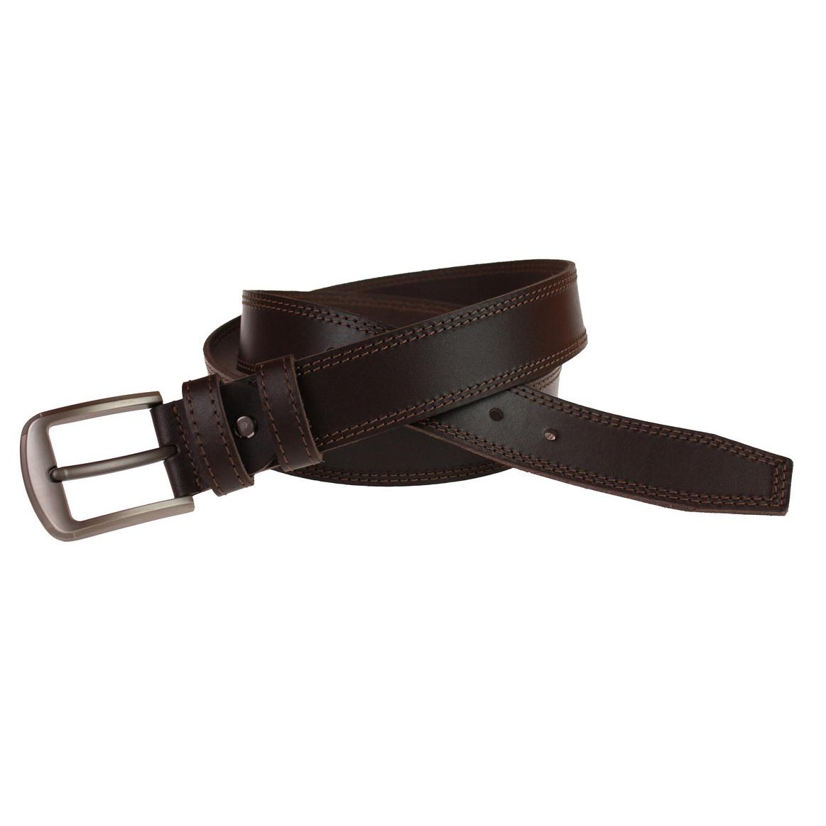 Ремень кожаный с двойной прошивкой по периметру 115-150 см Темно-коричневый (82502) - фото 2 Ремень кожаный с двойной прошивкой по периметру 115-150 см Темно-коричневый (82502) - фото 2