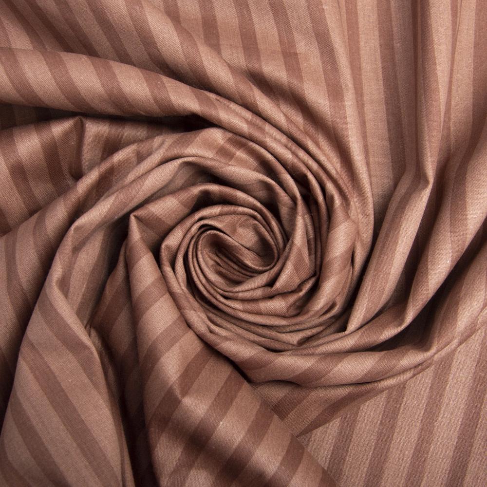 Ткань хлопок сатин S-182B полоса 120 гр/м2 Шоколадная (24387)