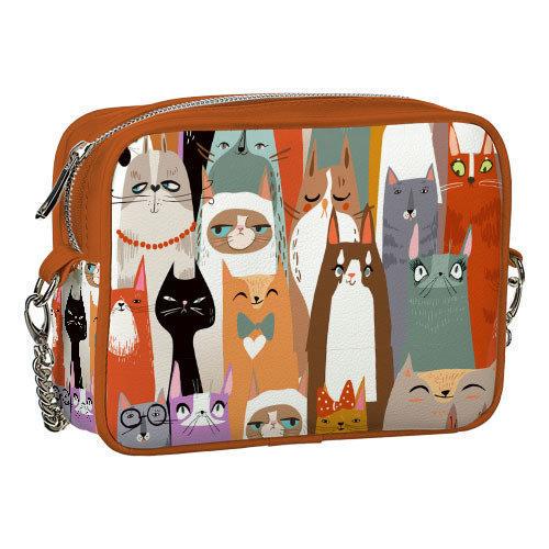 Сумка на цепочке Presentville Cherie Котики (CHE2 17S043 BL BR)