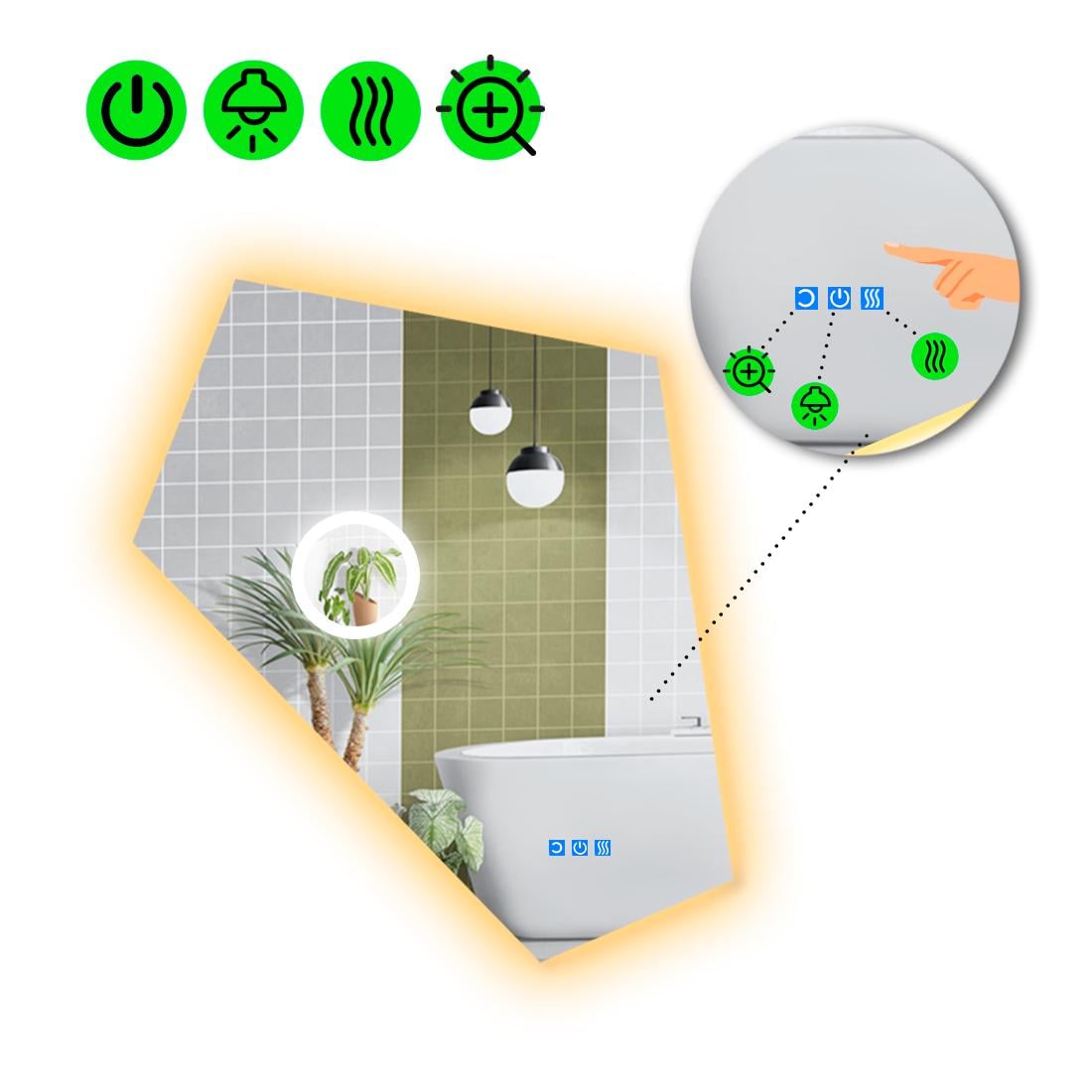 Зеркало с LED подсветкой Modulo 2 с тремя сенсорами 120x100 см (8737914)