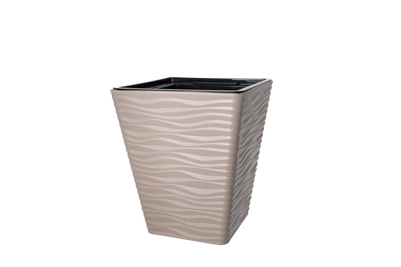 Горщик для квітів Form-Plastic Сахара Дюни квадрат 41 л 40х44 см Сіро-бежевий