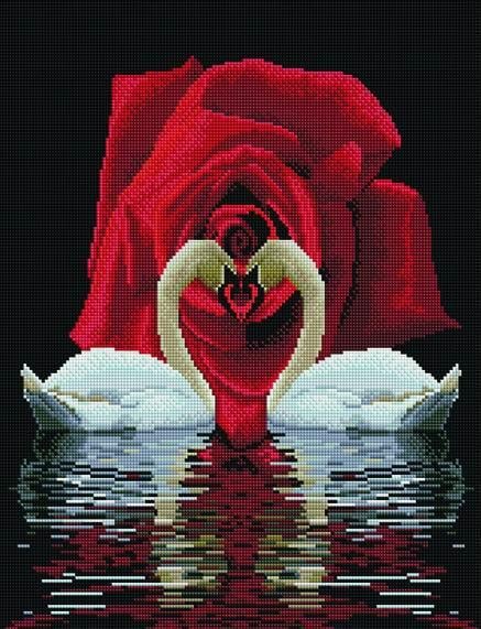 Алмазная мозаика ColorArt Лебеди и розы SP006 40х50 см