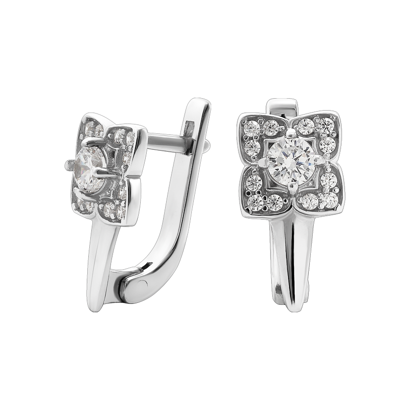 Серьги серебряные с камнями разных цветов и форм