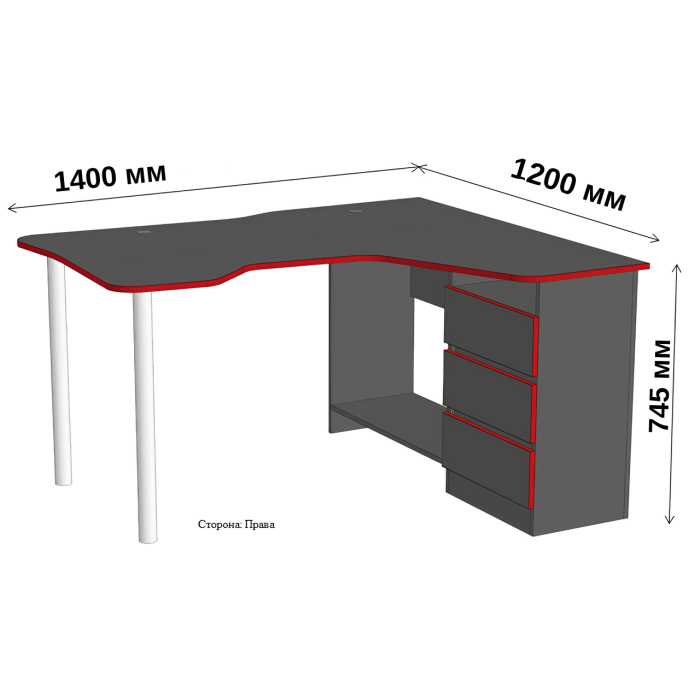 Стол компьютерный LION Буст угловой правосторонний с ящиками 1400х1200х745 см Антрацит - фото 5 Стол компьютерный LION Буст угловой правосторонний с ящиками 1400х1200х745 см Антрацит - фото 5