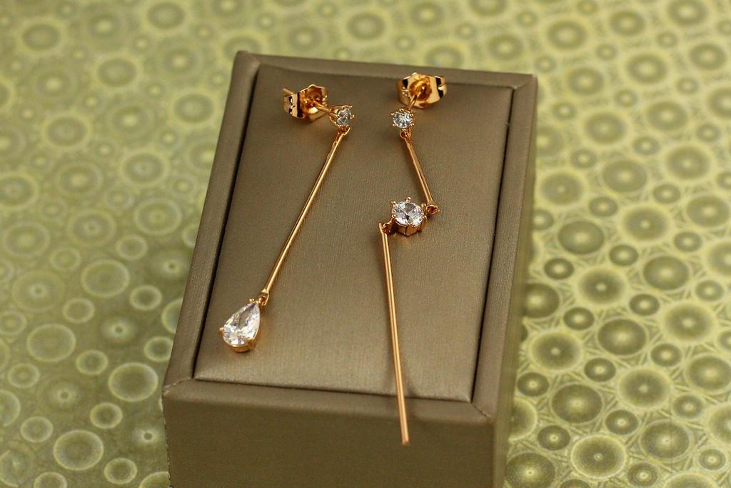 Серьги подвески Xuping Jewelry Асимметрия 7 см Золотистый (28094423)