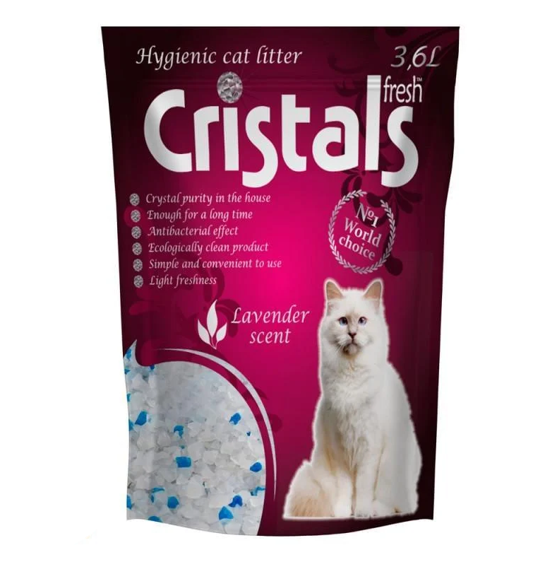 Наповнювач для лотків силікагелевий з лавандою CRISTALS Fresh 8 шт. х 3,6 л (2852621707)