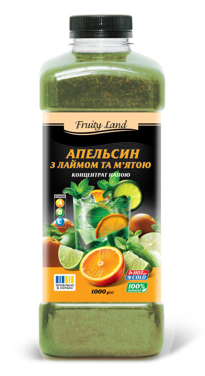 Концентрат напою Fruity Land Апельсин/лайм/м'ята 1 кг