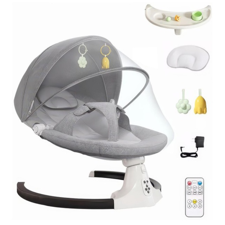 Электронная люлька-качалка с автоматическим качением WX-088 Серый (45369-17074_2520)