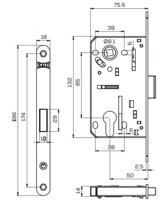 Замок 232N В межкомннатный цилиндр 50 мм латунь (1-30206) - фото 2 Замок 232N В межкомннатный цилиндр 50 мм латунь (1-30206) - фото 2
