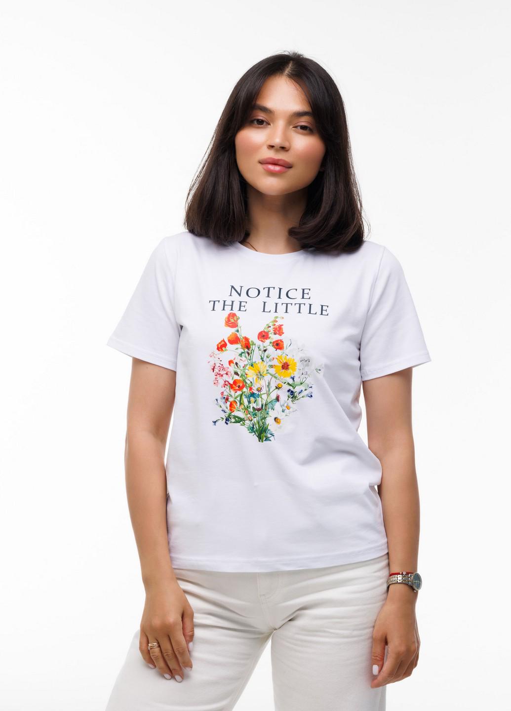 Футболка женская Наталюкс Цветы L Белый (4129103200041)