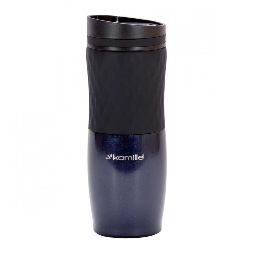 Термос-чашка Kamille КМ-2047 с TPR вставкой из нержавеющей стали 500 мл Синий (1101106533)