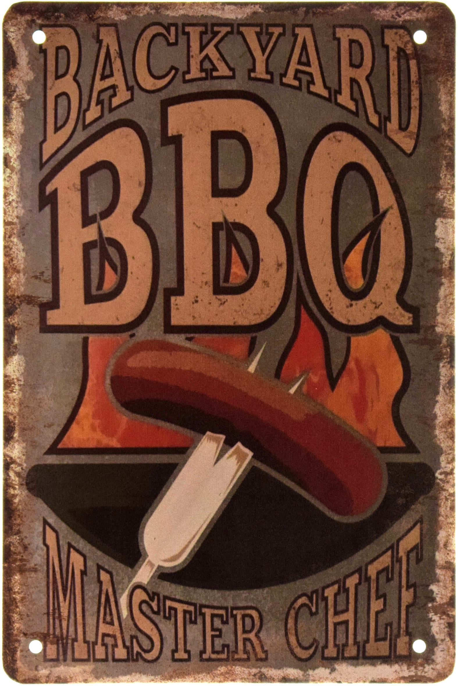 Табличка металлическая Барбекю На Заднем Дворе/Backyard BBQ 20x30 см
