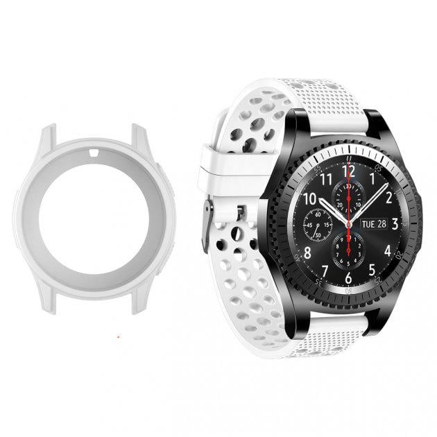 Комплект Watchbands силиконовый ремешок Double и чехол для Samsung Galaxy 46 мм White (WB01KW-46-1-2-2-W) - фото 2