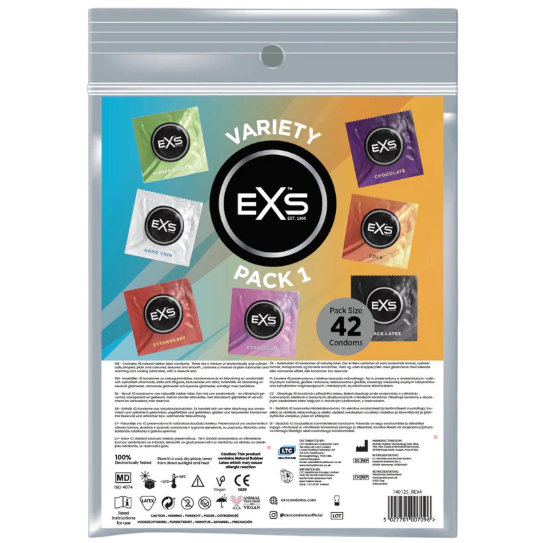 Презервативы EXS Pack 1 набор 42 шт. разнотипные классические и оральные