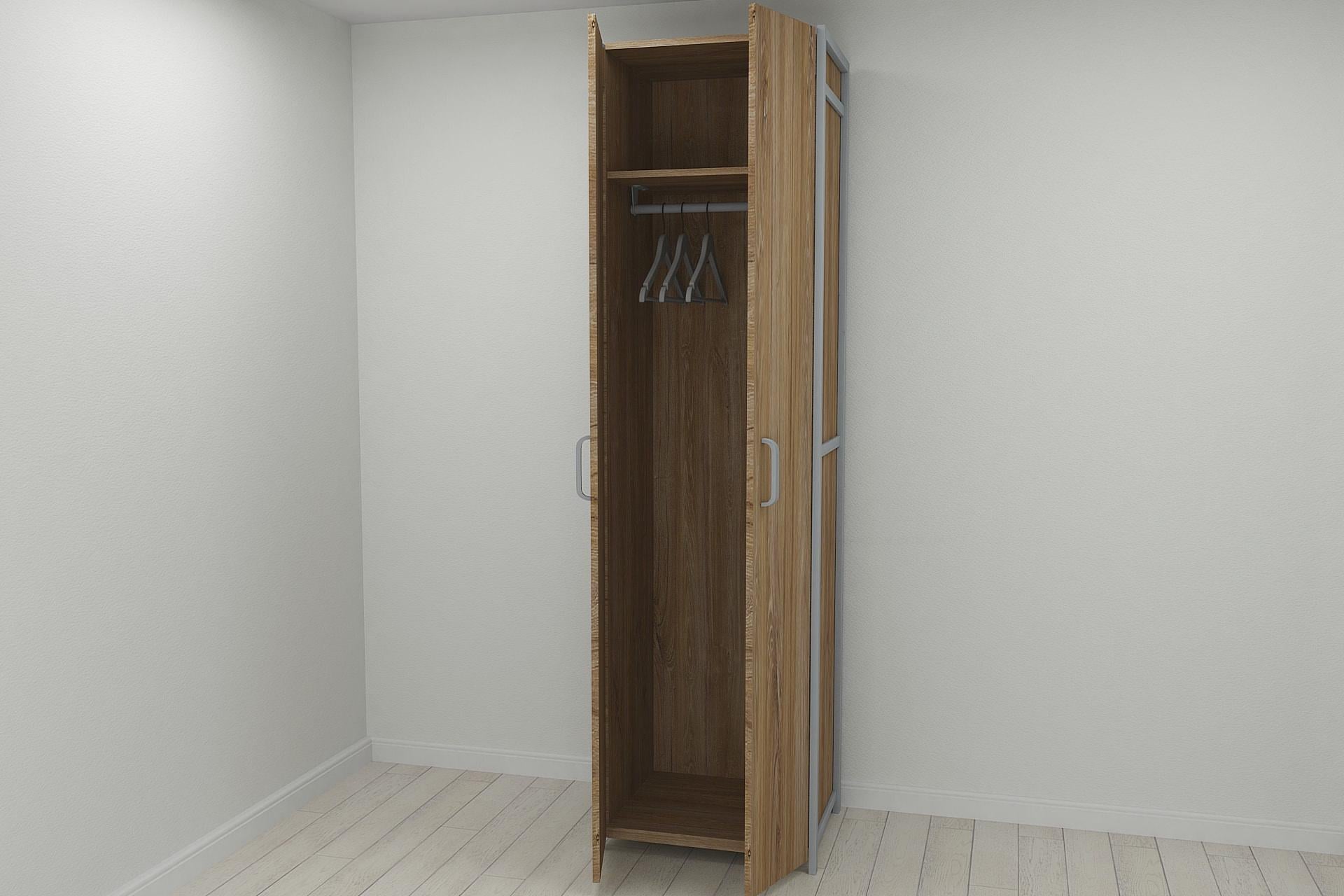 Шкаф гардероб уни секция 6 серии Конект Ferrum-decor 220x60x50 см металл Серый/ДСП Дуб Таверна (SHG139)