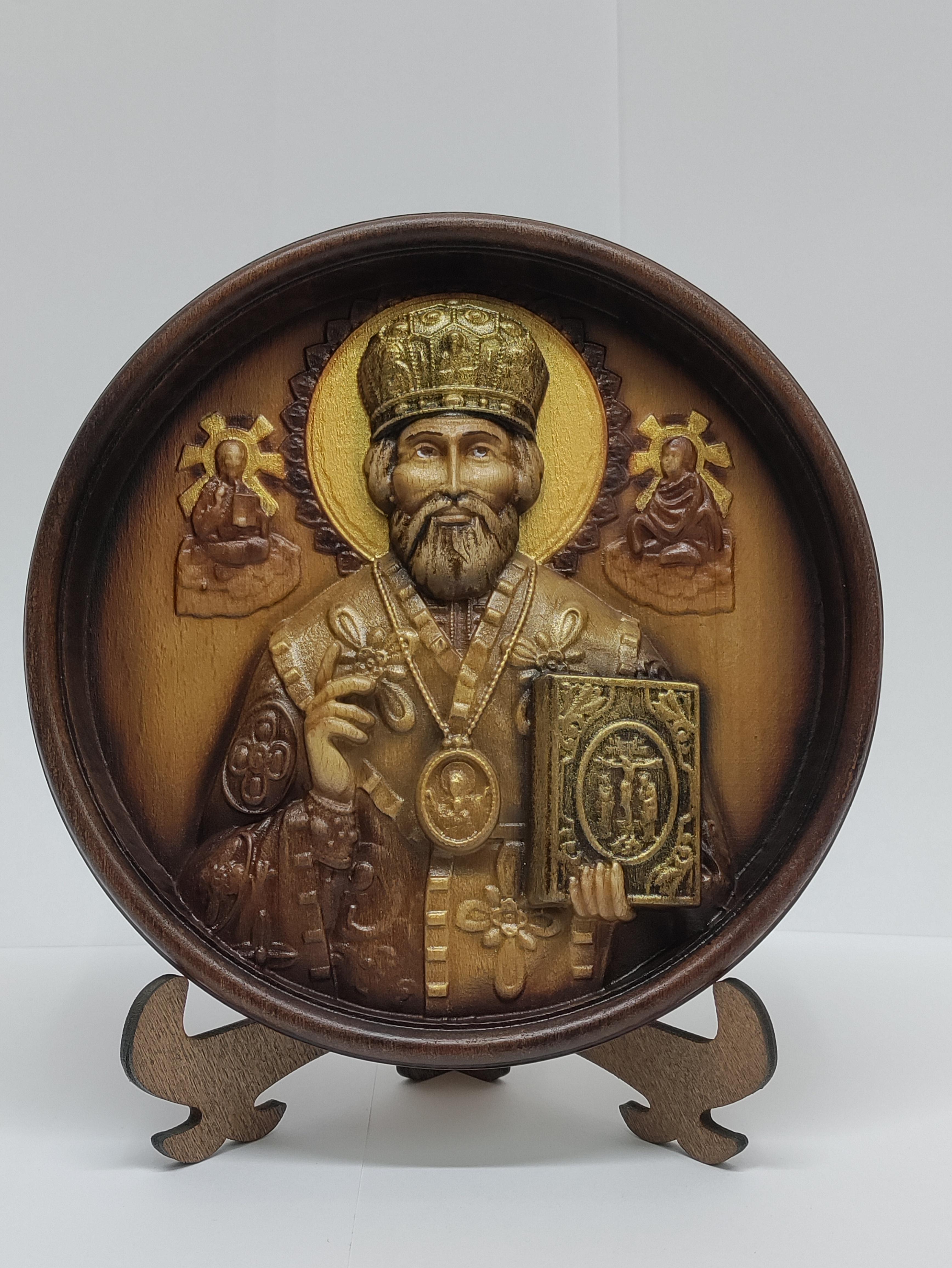 Ікона Святий Миколай з дерева 15 см