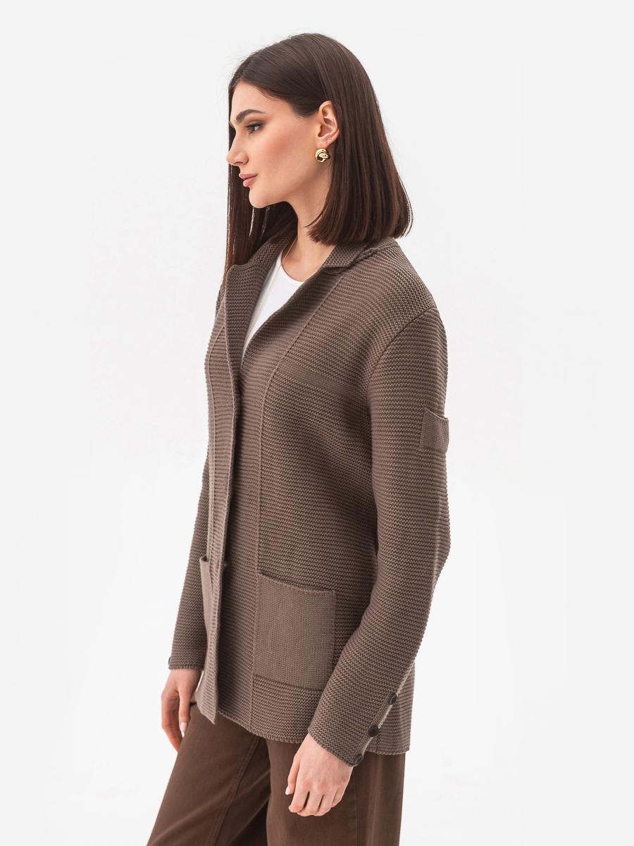 Пиджак женский рельефной вязки SVTR р.42-50 Капучино (569) - фото 5 Пиджак женский рельефной вязки SVTR р.42-50 Капучино (569) - фото 5