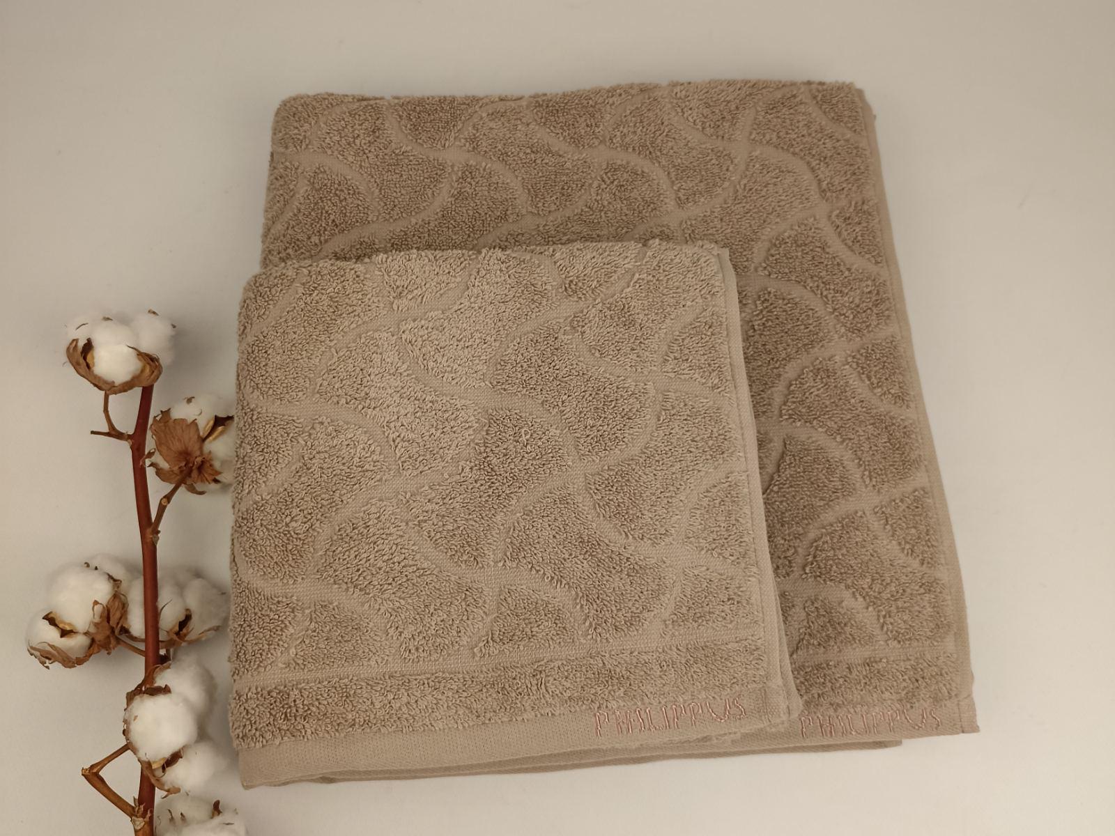 Набор полотенец Philippus Cosmos Cross Cotton подарочная коробка 2 шт. Мокко (A459)