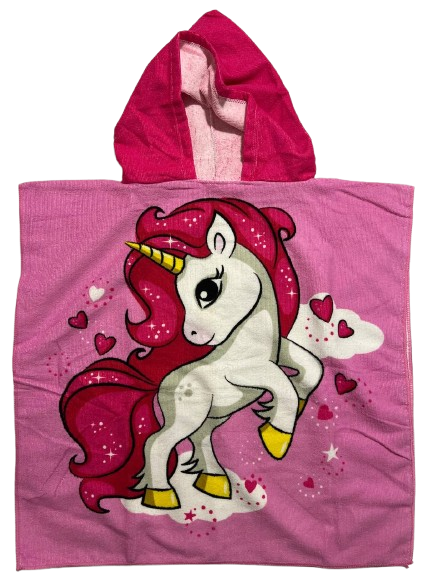 Полотенце пончо с капюшоном Единорог микрофибра 58х58 см (1736)