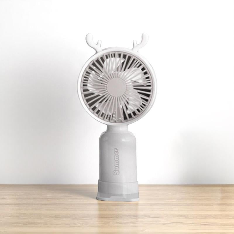 Портативный вентилятор с рожками Олень на аккумуляторе и USB Белый - фото 9