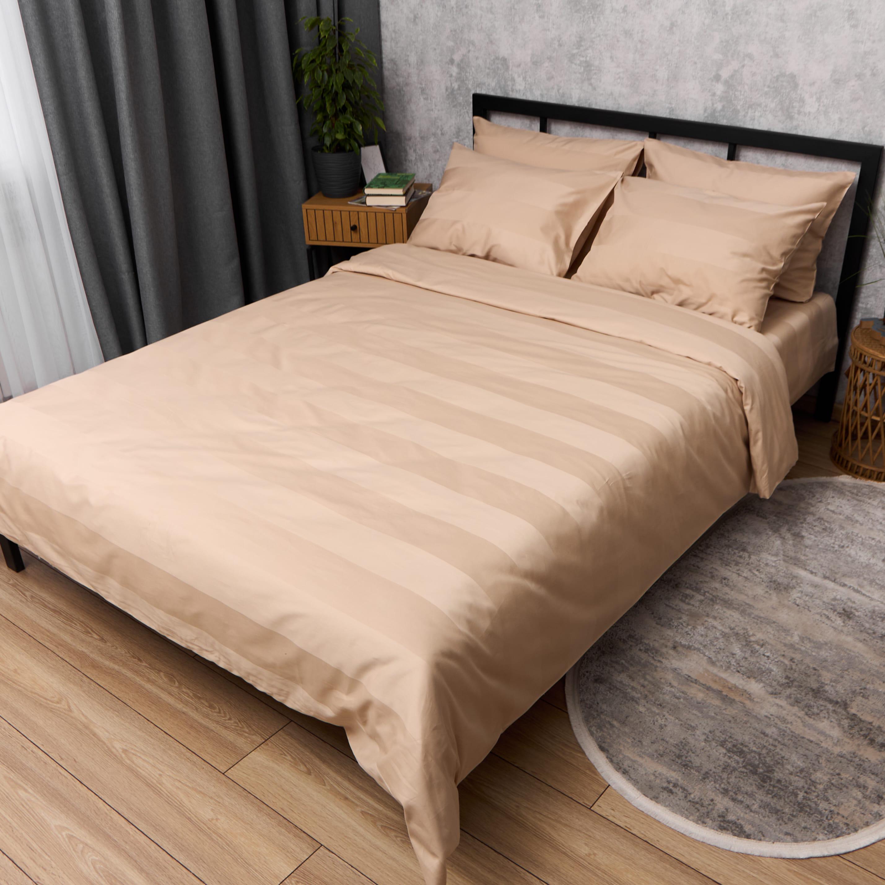 Комплект постельного белья Moon&Star Satin Stripe полуторный 143х210 см наволочки 2 шт. 70х70 см Cream Latte (MS-820016887)
