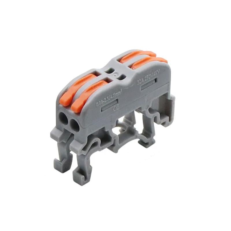 Клемма проходная Tactix 0,08-4 мм2 32А 2х1-2х1 одинарная на DIN-рейку 42,5х13х31,5 мм Оранжевый (K422)