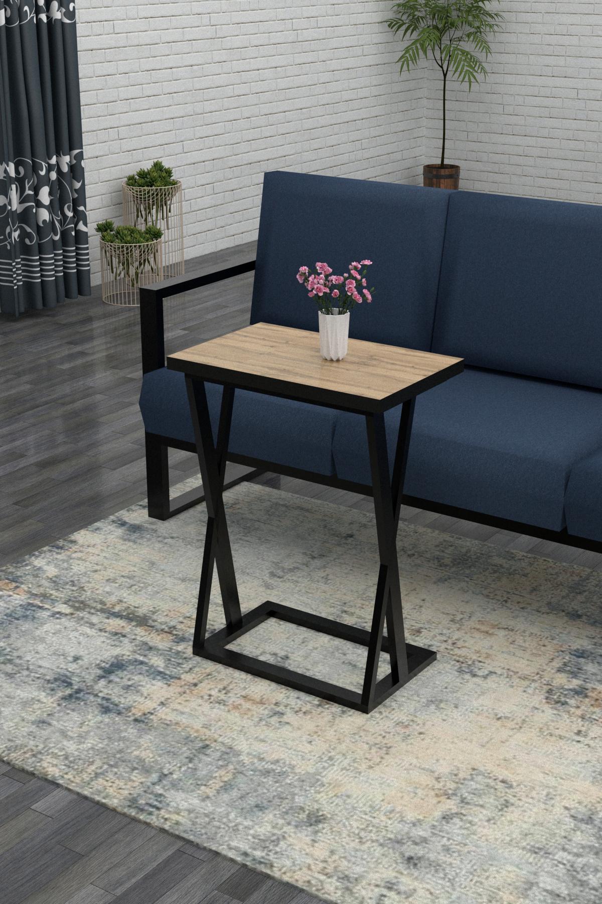 Приставной столик EcoLoft Эстела DSP-1066 в стиле лофт Дуб Апалачи/Черный (27387304) Приставной столик EcoLoft Эстела DSP-1066 в стиле лофт Дуб Апалачи/Черный (27387304)