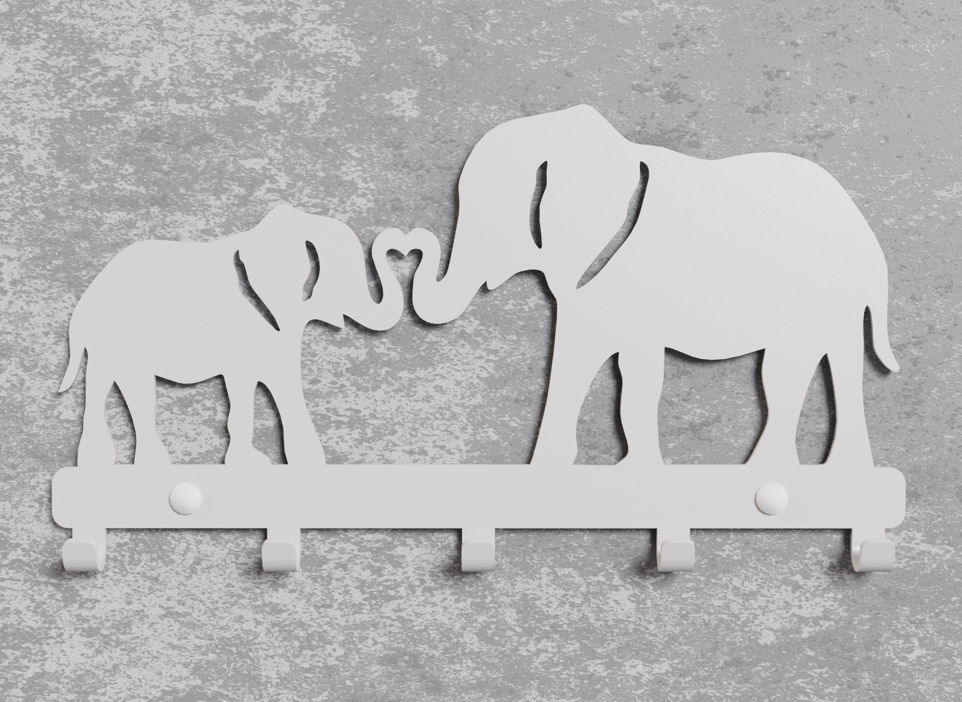 Ключница настенная Loft-Craft Слоники из металла Белый (KH-011-wh)