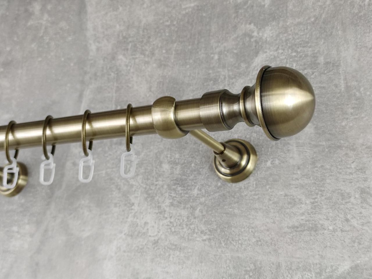 Карниз MStyle металлический для штор однорядный Бостон 25 мм гладкий 160 см Антик (5011150)